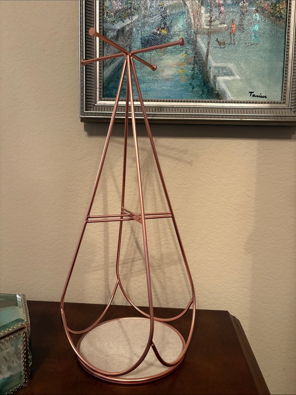 Rose Gold Wire Jewelry Tree Display